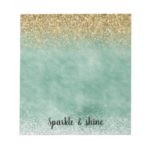 Bloco De Notas Brilho Branco da Casa Branca Dourado Glitter