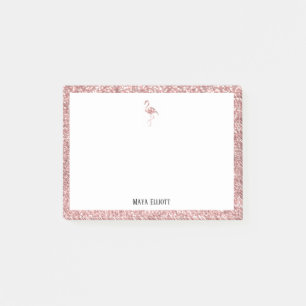 Bloco De Notas Brilho branco e Rosa Dourado com brilho, borda com