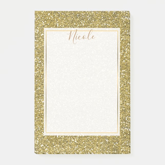 Bloco De Notas Brilho de Faux Dourado Glitter (Frente)