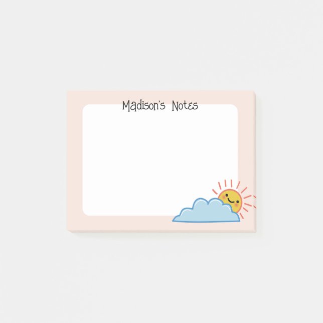 Bloco De Notas Brilho do Sol e Nuvens Personalizado (Frente)
