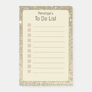 Bloco De Notas Brilho Dourado personalizado e amarelo 4x6"