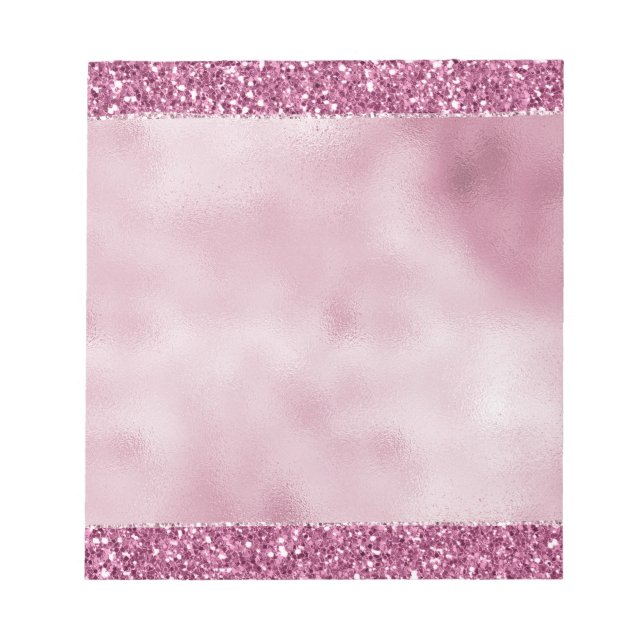 Bloco De Notas Brilho Rosa Feminino Glamouroso (Frente)