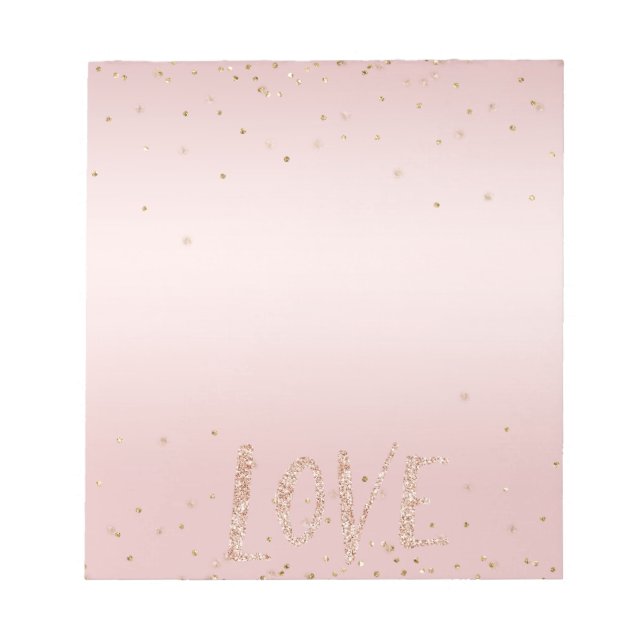 Bloco De Notas Brilho Rosa Glitter Amor Dourado Confete (Frente)