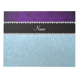 Bloco De Notas Brilho roxo conhecido personalizado dos azul-céu