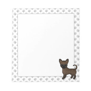 Bloco De Notas Brindle Smooth Casaco Chihuahua Cartoon Cão e pata