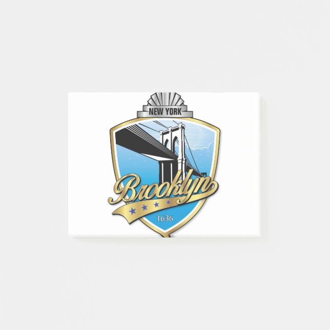 Bloco De Notas Brooklyn Design Dourado (Frente)