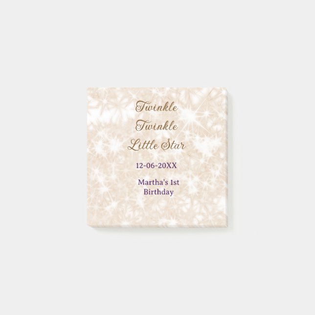Bloco De Notas Brown glitter twinkle twinkle little star birthday (Frente)