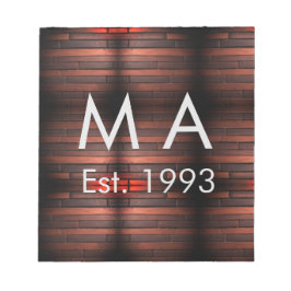 Bloco De Notas Brown rustic brick stone add name letter year date