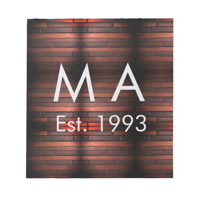Bloco De Notas Brown rustic brick stone add name letter year date (Frente)
