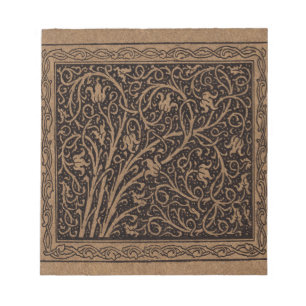Bloco De Notas Brown Tooling Leather Art Nouveau Floral