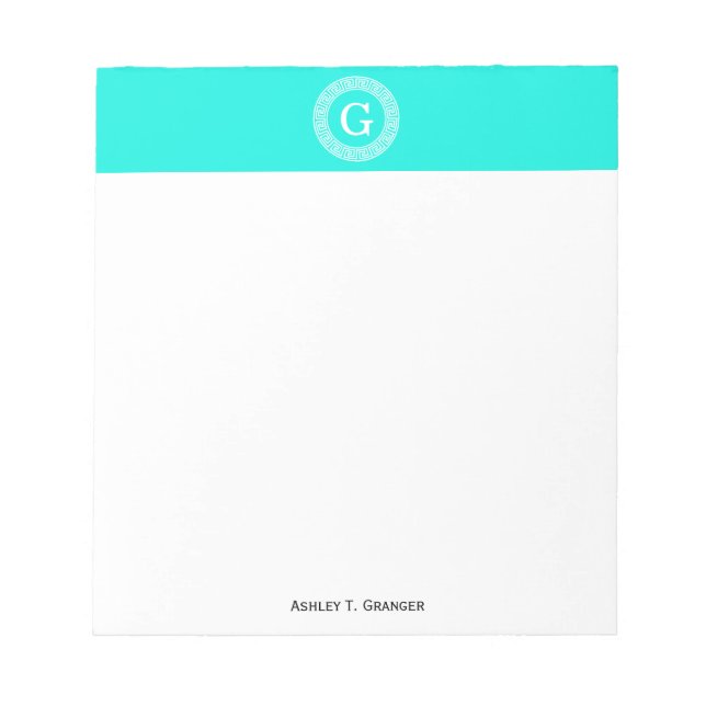 Bloco De Notas Brt Aqua What Grego - Quadro-chave Grego - Monogra (Frente)