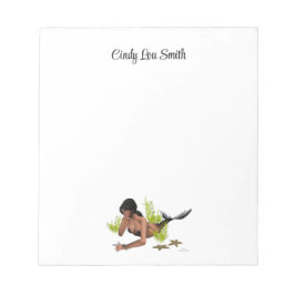 Bloco De Notas Brunette Mermaid com Starfish Notepad