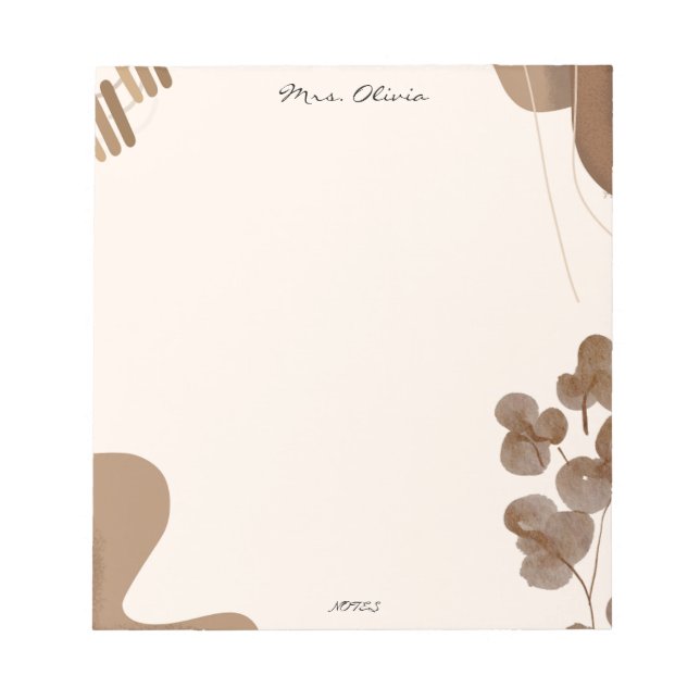 Bloco De Notas Brush Floral Teacher Notepad (Frente)