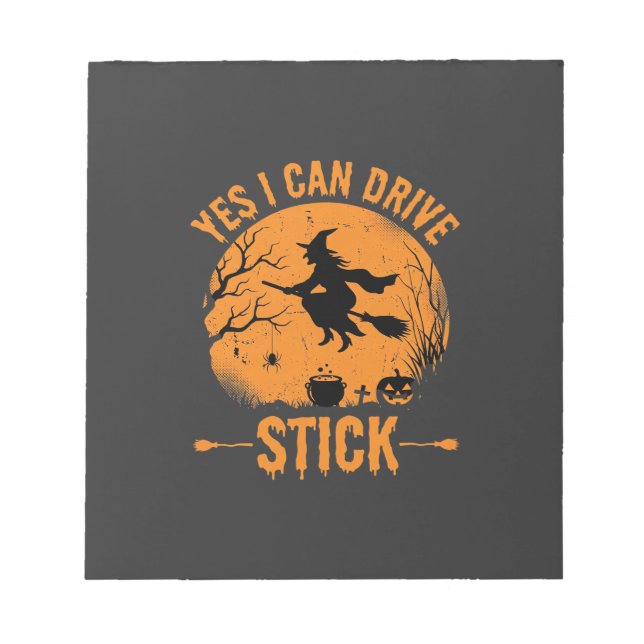 Bloco De Notas Bruxa de Halloween Drive Stick Gráfico_1 (Frente)