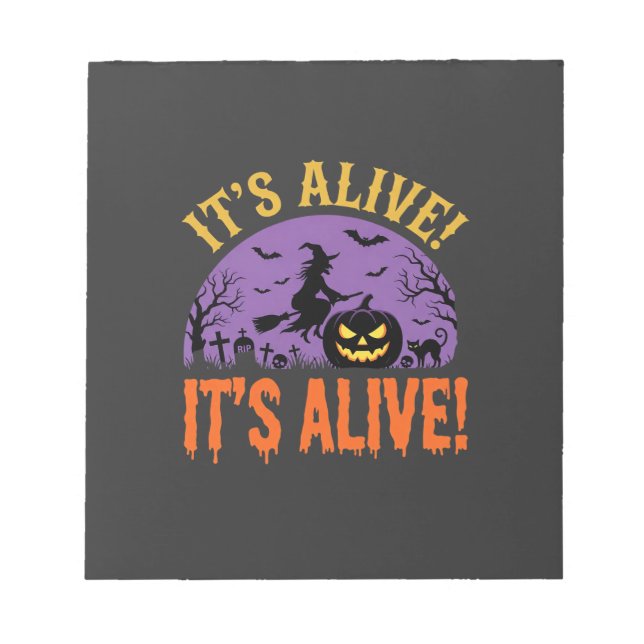 Bloco De Notas Bruxa de Halloween Jack O Lanterna Está Vivo (Frente)