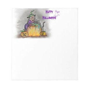 Bloco De Notas Bruxa e gato, Feliz Halloween!