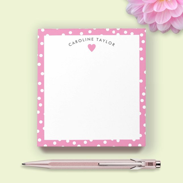 Bloco De Notas Bubblegum Rosa Coração e Pontos Fofo Meninas (Criador carregado)