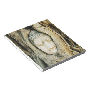 Bloco De Notas Buda Cabeça na Árvore Fig. Ayutthaya, Tailândia