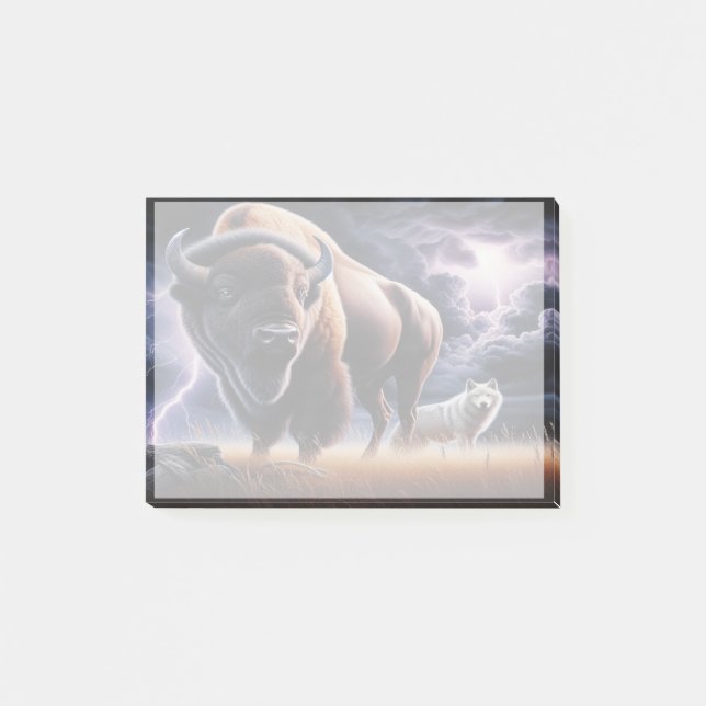 Bloco De Notas Buffalo e Wolf em uma tempestade com raios (Frente)