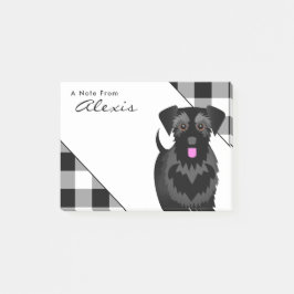 Bloco De Notas Buffalo Xadrez Black Schnauzer com língua rosa