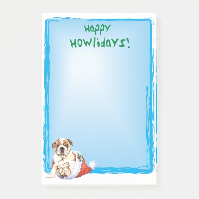 Bloco De Notas Buldogue feliz de Howlidays (Frente)