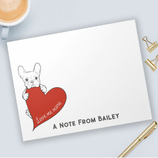 Bloco De Notas Bulldog Francês Personalizado e Bonito com Coração