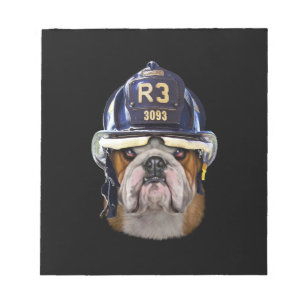 Bloco De Notas Bulldog Inglês Grumpy Vestindo Helmet para Bombei