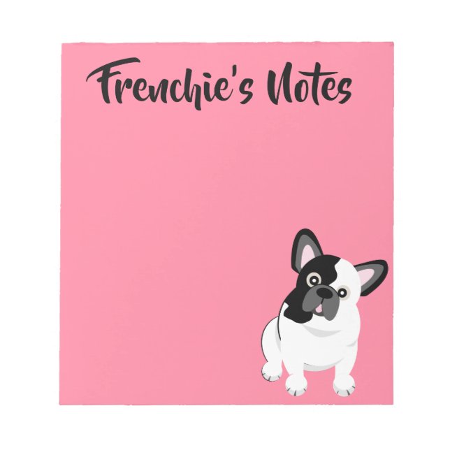 Bloco De Notas Bulldogue Francês Preto e Branco Cachorrinho Fofo (Frente)