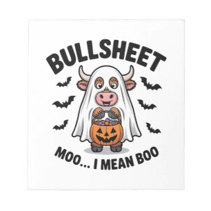 Bloco De Notas BULLSHEET Halloween Vaca Fofa em Fantasma