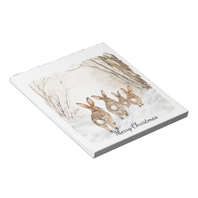 Bloco De Notas Bunny Rabbits Woods Christmas (Inclinado)