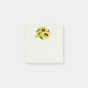 Bloco De Notas Buquê Amarelo de Girassol em Aquarela