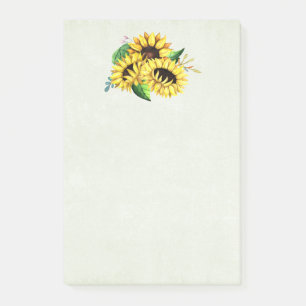 Bloco De Notas Buquê Amarelo de Girassol em Aquarela