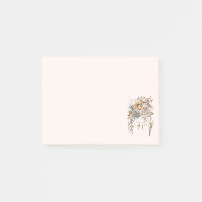 Bloco De Notas Buquê Boho Flower e Dreamcatcher (Frente)
