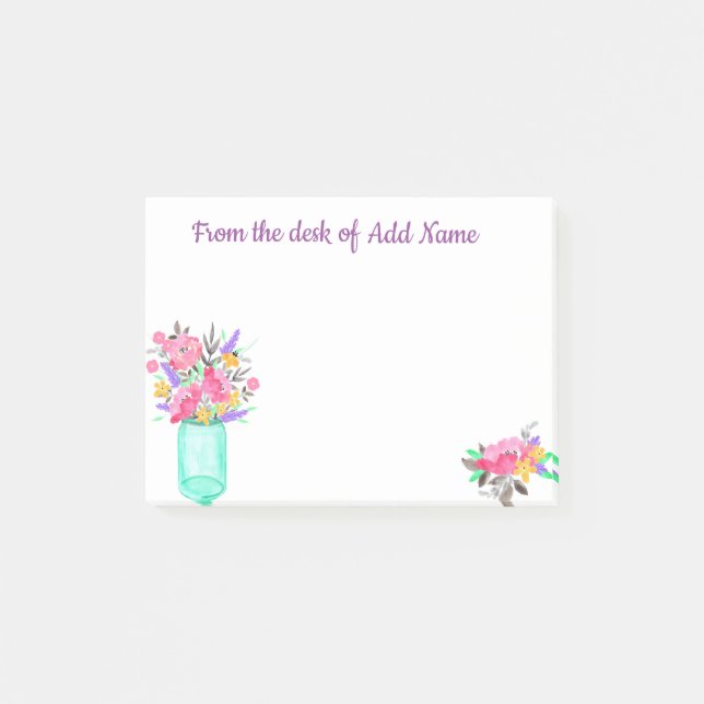 Bloco De Notas Buquê da aguarela em um frasco. (Adicione seu (Frente)