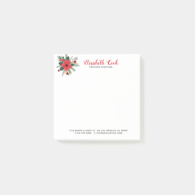 Bloco De Notas Buquê de Poinsettia Moderna Tipografia de Natal (Frente)