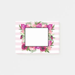 Bloco De Notas Buquê floral do rosa & da papoila do rosa em