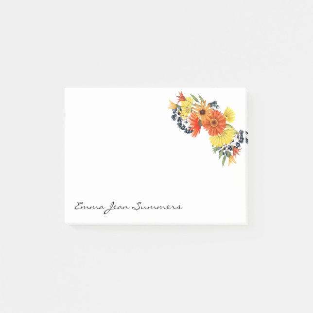 Bloco De Notas Buquê personalizado Gerbera Daisy Floral (Frente)