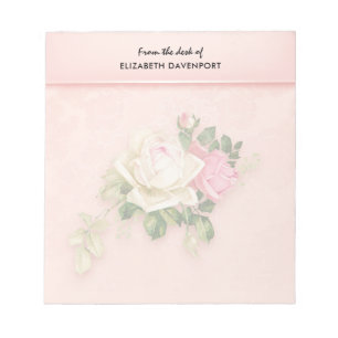 Bloco De Notas Buquê Rosa Rosa e Branco
