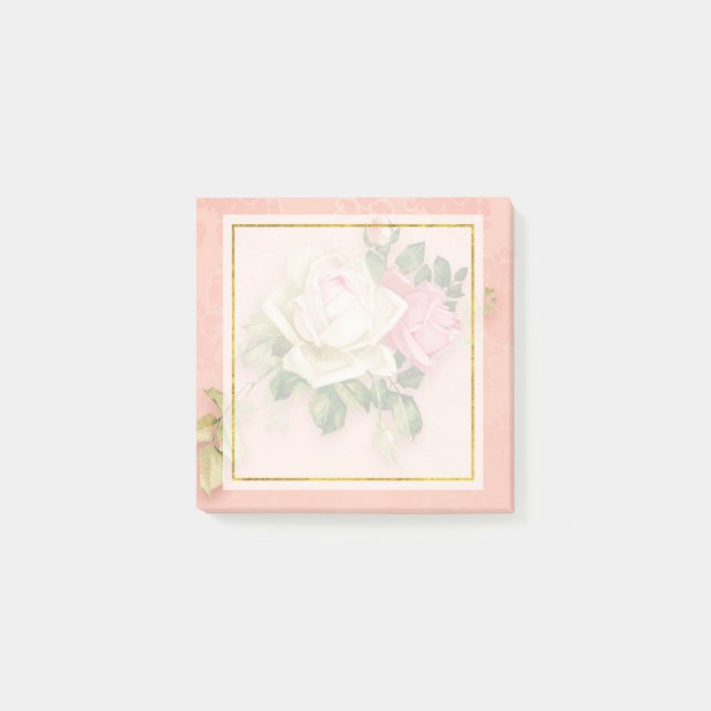 Bloco De Notas Buquê Rosa Rosa e Branco (Frente)