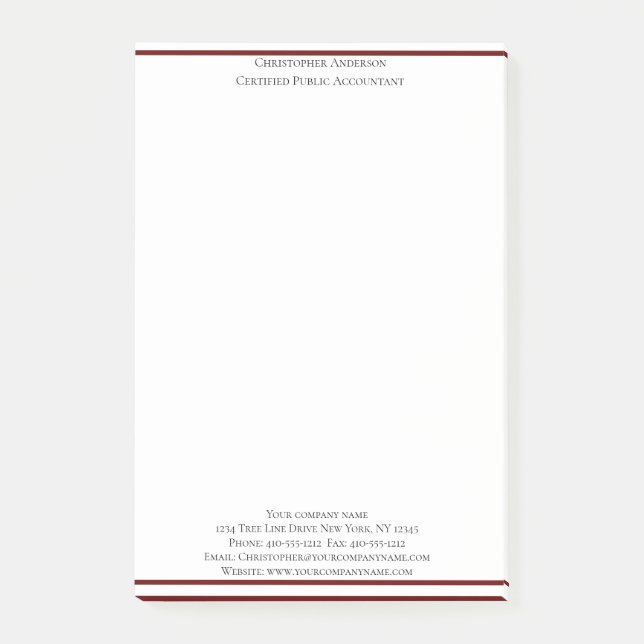 Bloco De Notas Burgundy Branco Profissional Personalizado Empresa (Frente)
