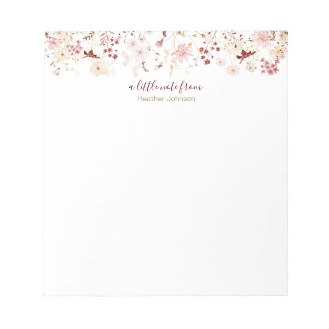 Bloco De Notas Burgundy e Blush Floral Personalizado (Frente)