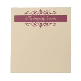 Bloco De Notas Burgundy Floral Swirls | Custom Gold Notepad