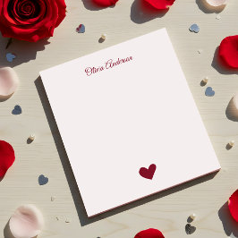 Bloco De Notas Burgundy Heart  Valentines Day Personalized Name