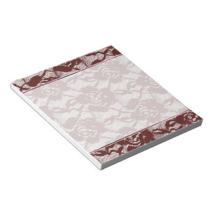 Bloco De Notas Burgundy Red Lace Floral