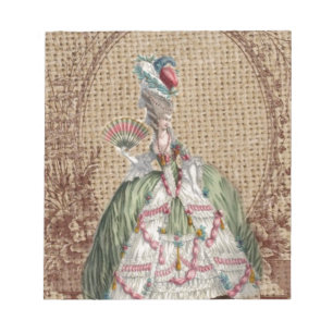 Bloco De Notas burlap Marie Antoinette, país francês barroco