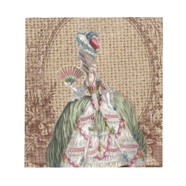 Bloco De Notas burlap Marie Antoinette, país francês barroco (Frente)