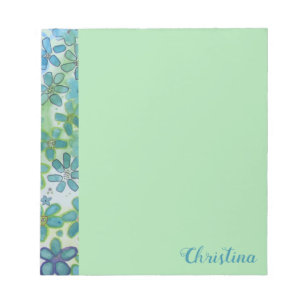 Bloco De Notas Burst de Flor Verde Personalizado