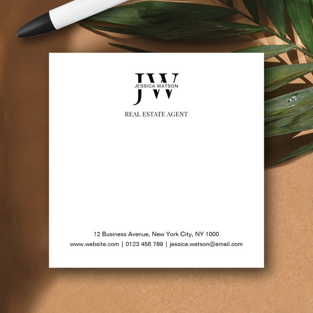 Bloco De Notas Business Address Monogram Real Estate Business (Criador carregado)