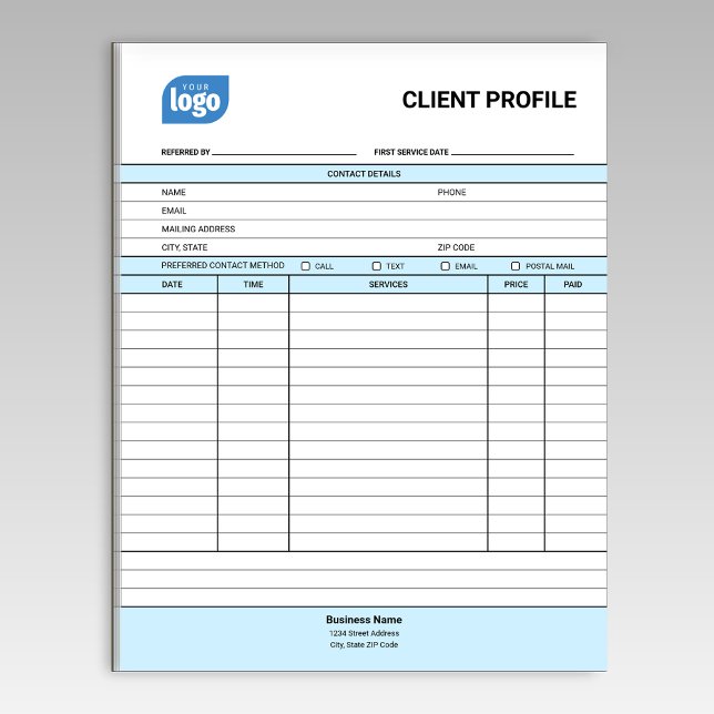Bloco De Notas Business Customer Client Profile Sheet Notepad (Criador carregado)