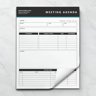 Bloco De Notas Business Name Simple Meeting Agenda Notepad